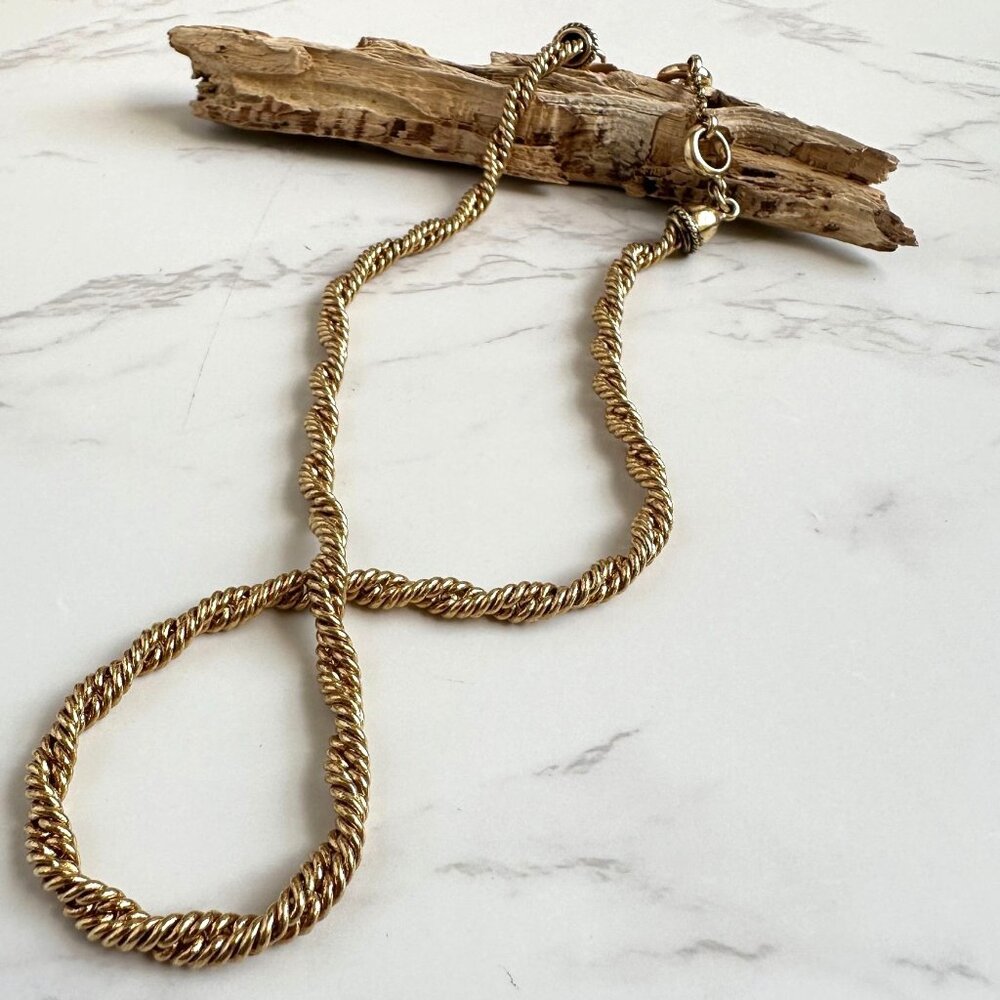 Vintage Monet Twisted Rope Gold-Tone Chain Necklace with Secure Clasp & Hallmark